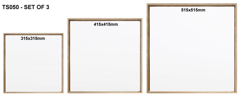 TS050 Wall décor art mirror weathered natural small modern square set of 3